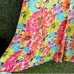 Vintage Gored Neon Floral Skirt